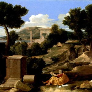 Nicolas Poussin: Landscape with St James in Patmos. Fine Art Print/Poster. (001664)