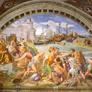 Rafael: Batalha de Ostia. Impressão / pôster de belas artes
