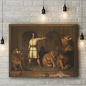 Premium Canvas Art Print of Sir Edwin Landseer: Portrait of Mr Van Amburgh as he Appeared with his Animals at the London Theatre, 1847
