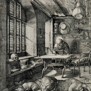 Albrecht Durer: Saint Jerome in his Study. Fine Art Print/Poster. (003650)