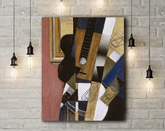 Modern Canvas Art Print of Juan Gris: Guitar and Pipe.
