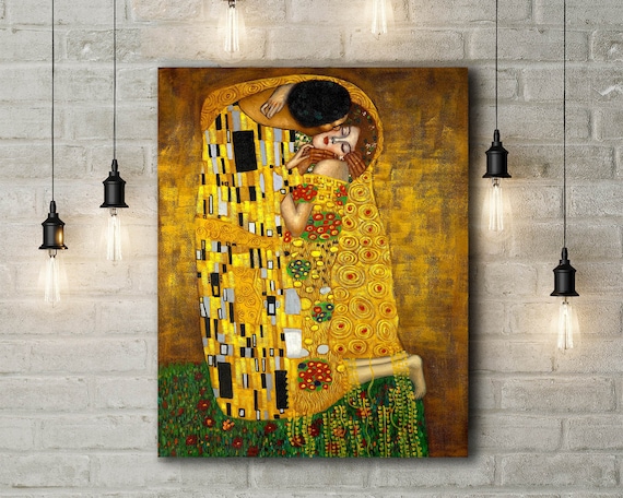Canvas Art Print of Gustav Klimt: the Kiss. Large Size (30 X 20