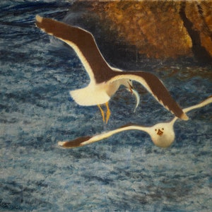 Bruno Liljefors: Lesser Black-Backed Gulls Flying (1903). Fine Art Print/Poster.