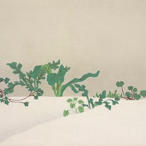 Green plants from Momoyogusa–Flowers of a Hundred Generations (1909) by Kamisaka Sekka. Fine Art Print/Poster