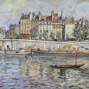 Frédéric Houbron: Le quai de l’Hôtel-de-Ville et le pont Louis-Philippe (1899). France/French Fine Art Print/Poster.
