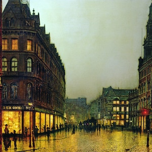 John Atkinson Grimshaw: De Steeg van het zwijn, Leeds. Fine Art Print/Poster. (003233)