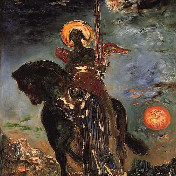 Gustave Moreau: La Parque et l'ange de la Mort (The Park and the Angel of Death). Fine Art Print/Poster (00522)