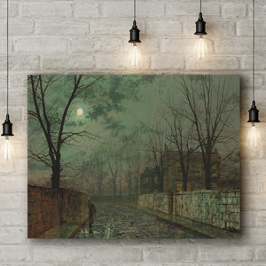 Premium Canvas Art Print of John Atkinson Grimshaw: Under the Silvery Moonbeams (1882)