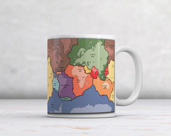 Tectonic Plates Map Art Mug/Cup. Ideal Gift Coffee/Tea Mug