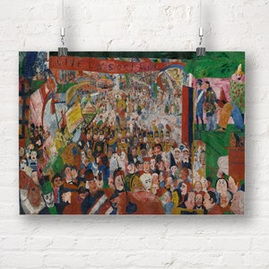 May include: A colorful poster print of a painting depicting a large crowd of people in a parade or festival setting. The artwork features a vibrant mix of colors and figures, with the text "VIVE LA SOCIALE" across the top.