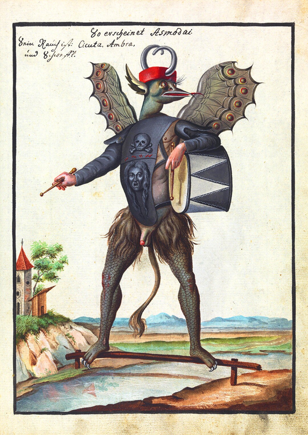 Occult Art: Asmodeus (compendium Rarissimum, C. 1775). Fine Art