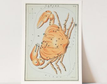 Premium Giclée Print of Cancer Zodiac. Astrology Print.