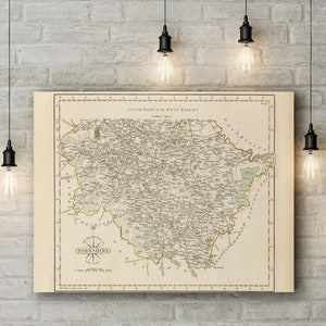 Leinwand Kunstdruck einer Karte von Südteil des Westens Riding of Yorkshire, England 1793