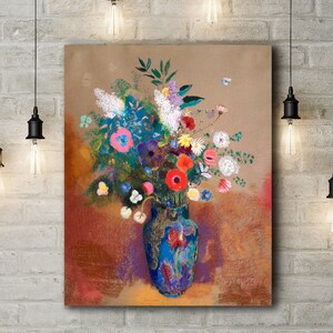 Premium Canvas Art Print of Bouquet of Flowers by Odilon Redon
