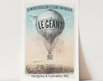 Premium Giclée Print of The Monster Balloon. Beautiful Vintage Print.