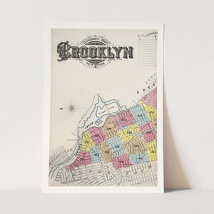 Premium Giclée Druck von Brooklyn New York Vintage Karte.