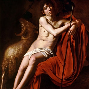Caravaggio: Saint John the Baptist in the Wilderness. Fine Art Print/Poster.