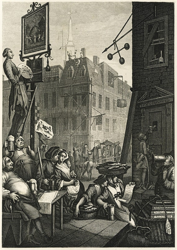 cerveza Street William Hogarth Fine Art Print//cartel