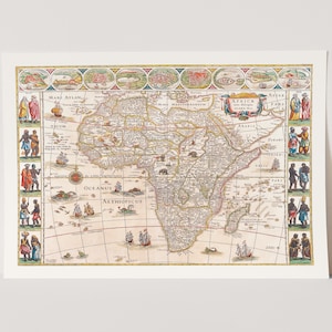 Impressão giclée premium de Willem Blaeu: Mapa da África. Impressão de mapa vintage.