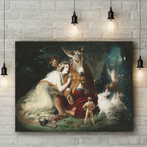 Canvas Art Print of Sir Edwin Landseer: A Midsummer Night&#39;s Dream.Popular Gallery Wrapped Canvas Art. Large Size (30 x 20 Inches)