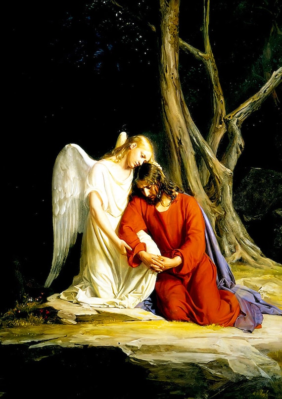 Carl Heinrich Bloch: Angelo con Ges� Cristo prima dell'arresto nel Giardino  di Gethsemane. Stampa/Poster di Belle Arti. (5149) - Etsy Italia