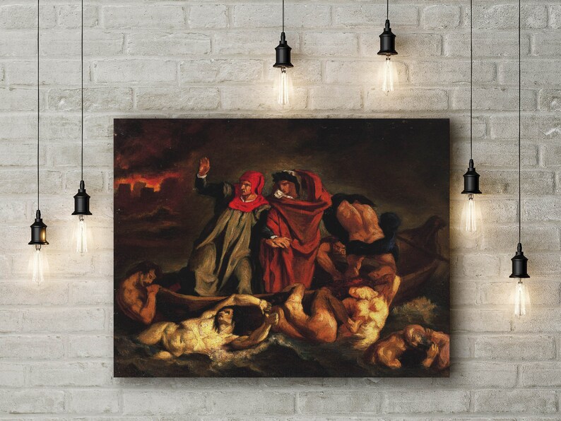 Canvas Art Print of Eugène Delacroix The Barque of Dante