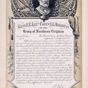 Farewell Address by General Robert E. Lee to the Army of Northern Virginia. Fine Art Print/Poster. (4901)