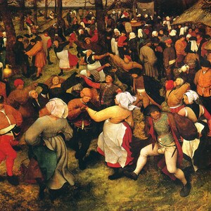 Pieter Bruegel de Oudere: Huwelijksdans in de Open Lucht. Fine Art Print/Poster. (003103)