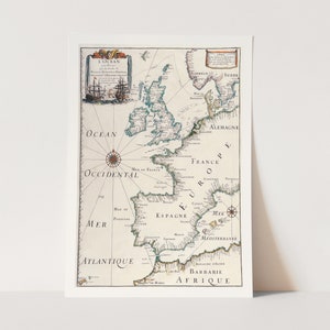 Premium Giclée-Druck von Matthaus Merian: Karte von Europa. Vintage Karte Drucken.