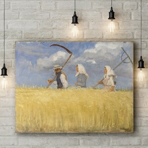 Moderne Leinwand Kunstdruck von Anna Ancher: Harvester.