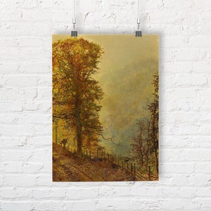 John Atkinson Grimshaw: A Rabbit Hunter On A Riverside Road (1870). Fine Art Print/Poster.