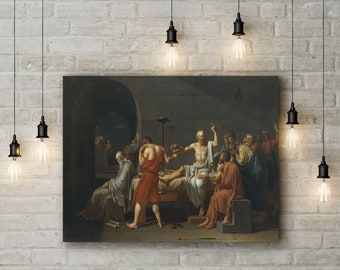 Puede incluir: Una pintura que representa a un grupo de hombres en una habitación con poca luz. Los hombres están vestidos con túnicas y parecen estar enfrascados en una animada discusión. Un hombre está acostado, mientras que otros están de pie o sentados a su alrededor. La pintura está ambientada en un contexto histórico y evoca una sensación de discurso intelectual.