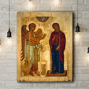 Premium Canvas Art Print of The Annunciation (12th Century Russian)
