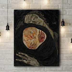 Modern Canvas Art Print of Egon Schiele: Dead Mother I. Large Size (30 x 20 Inches)