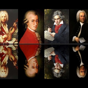 The Composers: Ludwig Van Beethoven/Wolfgang Amadeus Mozart/Johann Sebastian Bach/Antonio Lucio Vivaldi. Classical Music Art Print/Poster