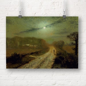 John Atkinson Grimshaw: Een maanverlicht landschap. Fine Art Print / Poster.