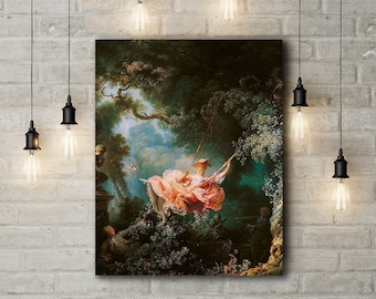 Premium Leinwand Kunstdruck von Jean-Honore Fragonard: Der Schwung