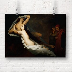 Ary Scheffer: The Ghosts of Paolo and Francesca Appear to Dante and Virgil. Fine Art Print/Poster.