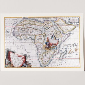 Premium Giclée Druck von Vincenzo Coronelli: Karte von Afrika. Vintage Karte Drucken.