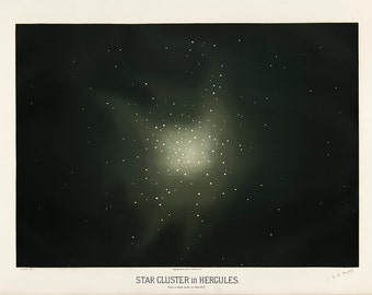 Etienne Leopold Trouvelot: Star Cluster in Hercules. (The Trouvelot Astronomical Drawings 1882) Astronomy/Space Print/Poster (00104)
