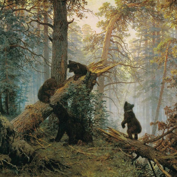 Ivan Shishkin Et Konstantin Apollonovich Savitsky: Matin dans une forêt de pins. Impression/affiche d’art fine. (4947)