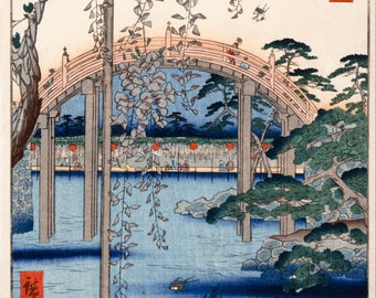 Utagawa Hiroshige: Grounds of Kameido Tenjin Shrine (from One Hundred Famous Views of Edo 57). Fine Art Print/Poster (004653)
