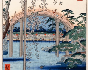 Utagawa Hiroshige: Grounds of Kameido Tenjin Shrine (from One Hundred Famous Views of Edo 57). Fine Art Print/Poster (004653)