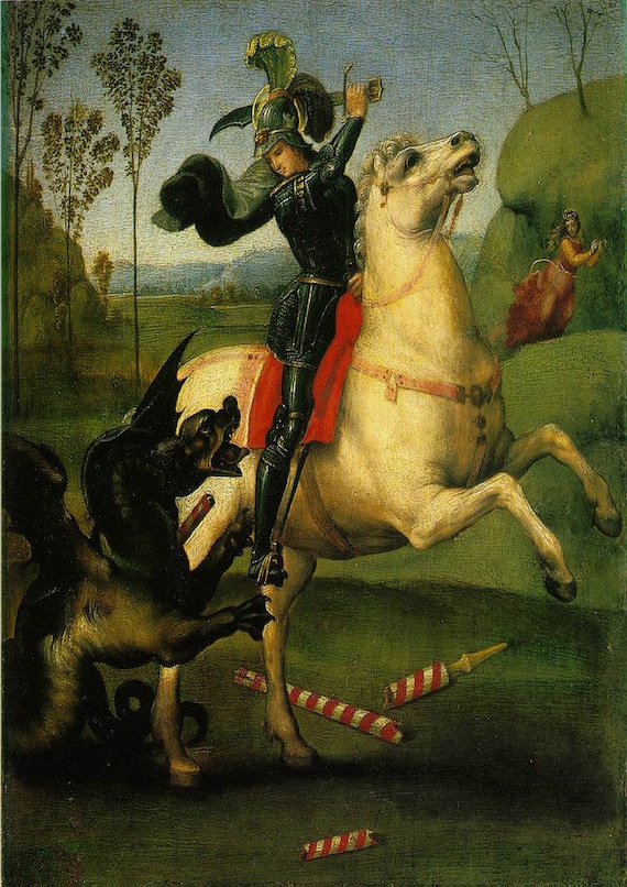Raphael: St George Struggling With the Dragon. Fine Art Print