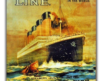 Photo Canvas Art of White Star Line Advert Showing the Titanic.