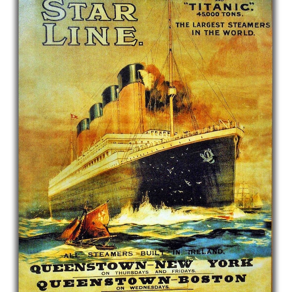 Photo Canvas Art of White Star Line Advert Showing the Titanic.