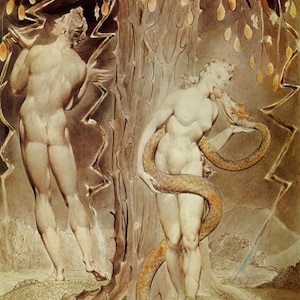 William Blake: A Tentação e Queda de Eva. Impressão/pôster de belas artes (00454)