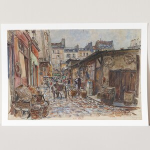 Premium Giclée Print of Frédéric Houbron: Marché des Enfants Rouges, west side, in the rain 1907. Museum Quality Print of Famous Painting