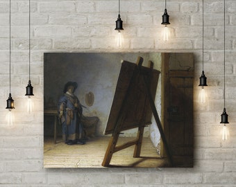 Canvas Art Print of Rembrandt: The Artist in his Studio.
