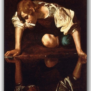 Canvas Art Print of Caravaggio: Narcissus. Large Size (30 x 20 Inches)